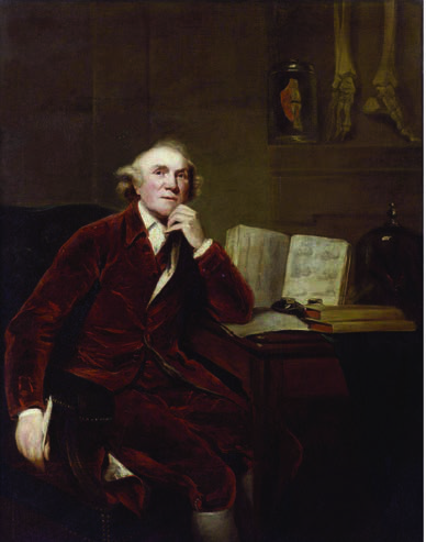 John Hunter. Resmini 1786’da Kraliyet Akademisi’nde  sergileyen Sir Joshua Reynolds’un orijinalinden sonra, 1813’te  John Jackson tarafından boyanmıştır.